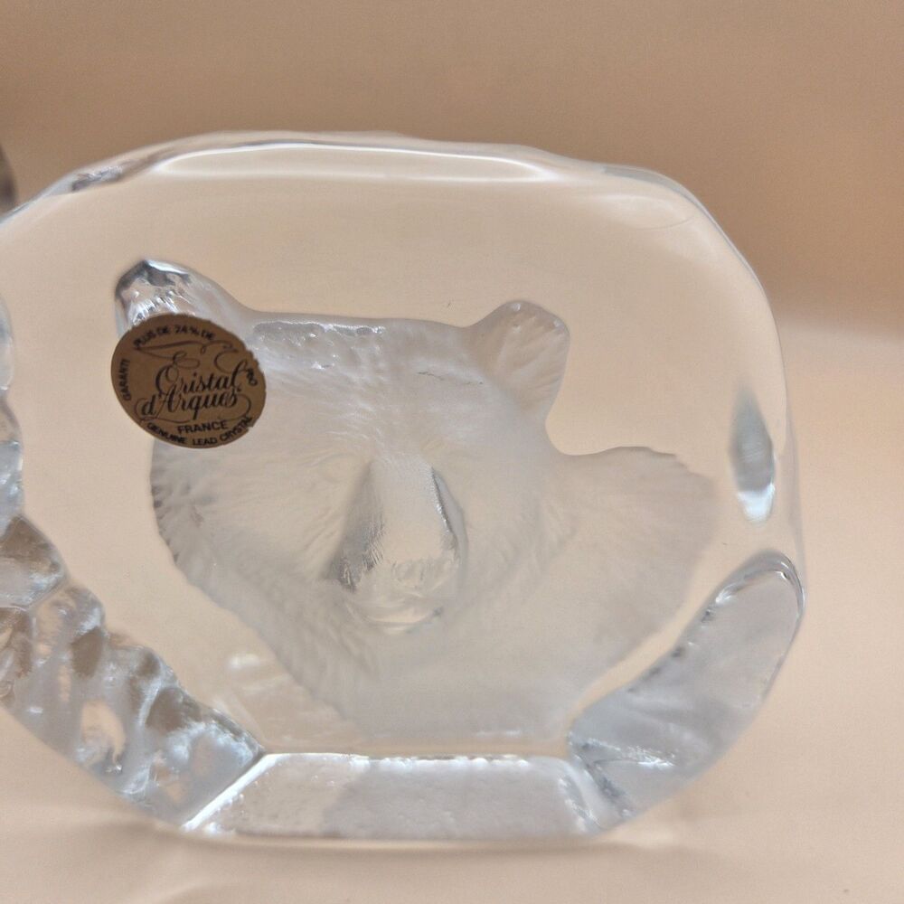 Bear Paperweight France Cristal d'Arques Solid 24% Lead